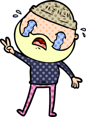 Çizgi film sakallı adam bir insan tarafından çizilmiş ağlıyor.