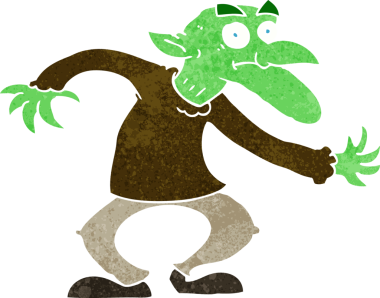 Bir insan tarafından çizilmiş çizgi film cinleri.