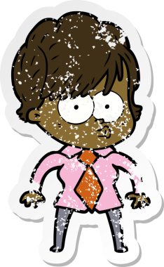 Bir insan tarafından çizilmiş karikatür bir kadının sıkıntılı çıkartması.