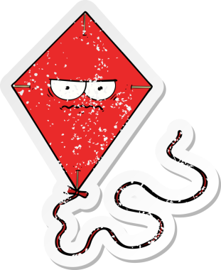 Bir insan tarafından çizilmiş kızgın bir uçurtmanın sıkıntılı çıkartması.