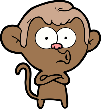 Bir insan tarafından çizilmiş korna çalan maymun.