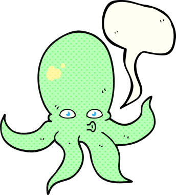 Bir insan tarafından çizilmiş karikatür karikatür ahtapotu.