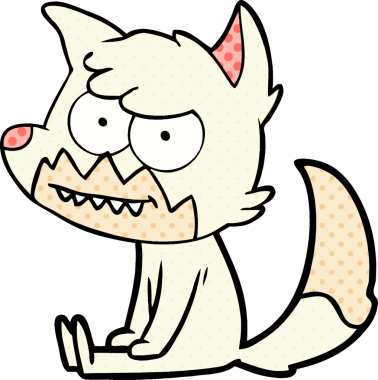 Bir insan tarafından çizilmiş sırıtan tilki çizgi filmi.