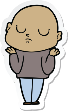 Bir insan tarafından çizilmiş kel bir adamın çıkartması.