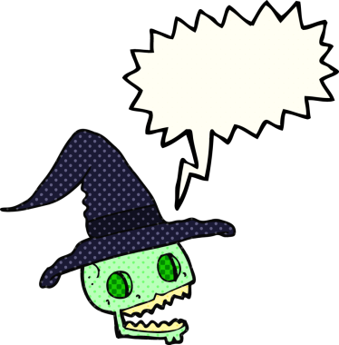 Bir insan tarafından çizilmiş bir cadı şapkası takan karikatür karikatürü.