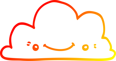 Bir insan tarafından çizilmiş sevimli bir karikatür bulutunun sıcak gradyan çizimi