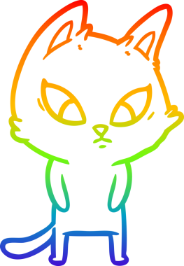 Bir insan tarafından çizilmiş kafası karışmış çizgi film kedisinin çizimi.