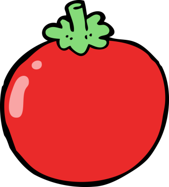 Bir insan tarafından çizilmiş domates çizgi filmi.