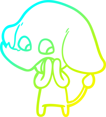 Bir insan tarafından çizilmiş şirin bir filin soğuk gradyan çizgisi