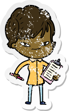 Bir insan tarafından çizilmiş mutlu bir karikatür çıkartması.