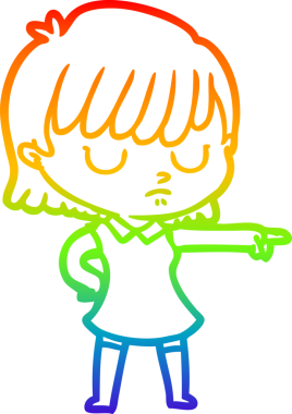 gökkuşağı gradyan çizimi bir insan tarafından çizilmiş bir karikatür kadın