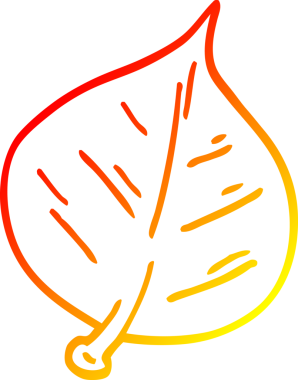 Bir insan tarafından çizilen çizgi film yaprağının sıcak gradyan çizimi