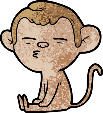 bir insan tarafından çizilmiş şüpheli maymun çizgi filmi