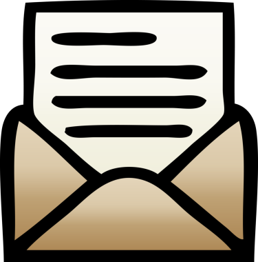 Bir insanın çizdiği harf ve zarfın gölgeli çizimi