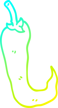 Bir insan tarafından çizilmiş kırmızı biber çizgi filminin soğuk gradyan çizimi