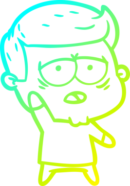 Bir insan tarafından çizilmiş, yorgun bir adamın soğuk çizgi çizimi.