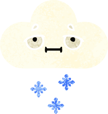 Bir insan tarafından çizilmiş bir kar bulutunun retro çizim tarzı karikatürü