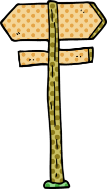 bir insan tarafından çizilmiş karikatür yön işareti