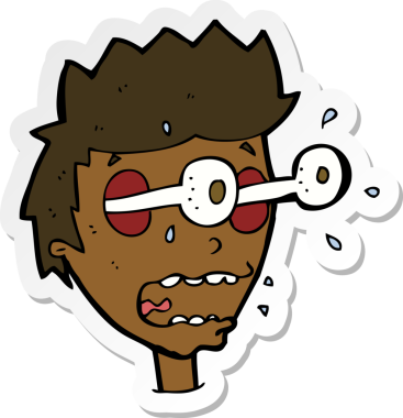 Bir çizgi filmin çıkartması bir insan tarafından çizilmiş gözleri olan bir adamı şaşırttı.