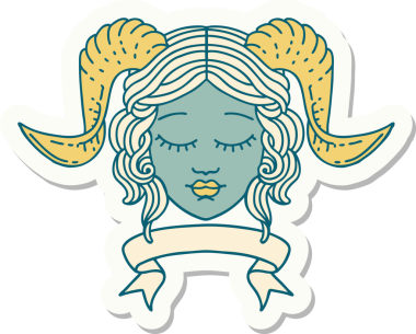 Bir insan tarafından çizilmiş parşömen pankartıyla bağlanmış karakter yüzü etiketi