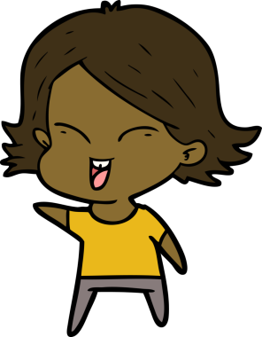 Bir insan tarafından çizilmiş mutlu çizgi film kızı.