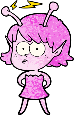 Bir insan tarafından çizilmiş uzaylı kız.