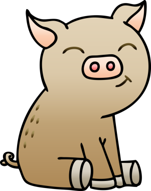 bir insan tarafından çizilmiş gölgelenmiş garip çizgi film domuzu.