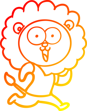 Bir insan tarafından çizilmiş mutlu çizgi film aslanının sıcak çizgi çizimi