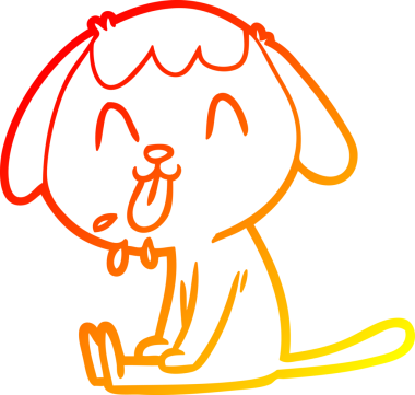 Bir insan tarafından çizilmiş sevimli bir köpeğin sıcak çizgi çizgisi.