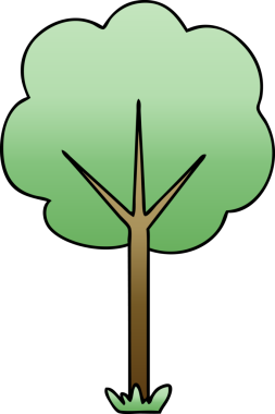 bir insan tarafından çizilmiş gölgelenmiş tuhaf karikatür ağacı