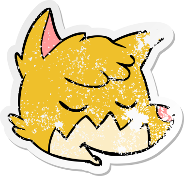 Bir insan tarafından çizilmiş tilki suratlı karikatür çıkartması.