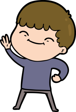 Bir insan tarafından çizilmiş gülümseyen çocuk.