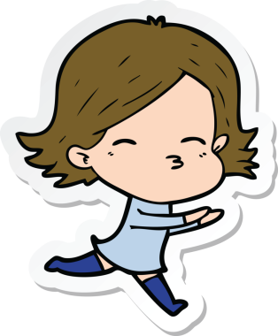 Bir insan tarafından çizilmiş bir karikatür kadının çıkartması.