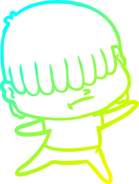 Bir insan tarafından çizilmiş dağınık saçlı bir çizgi film çocuğu çizimi.