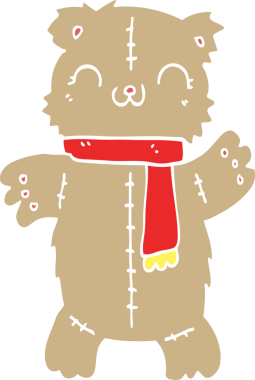 Bir insan tarafından çizilmiş düz renkli çizgi film ayısı.