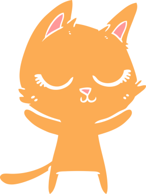 Bir insan tarafından çizilmiş düz renkli çizgi film kedisi