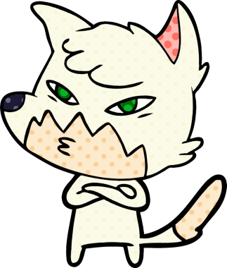 Bir insan tarafından çizilmiş akıllı çizgi film tilkisi.