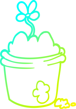 Bir insan tarafından çizilmiş bir çiçek saksının soğuk gradyan çizgisi.