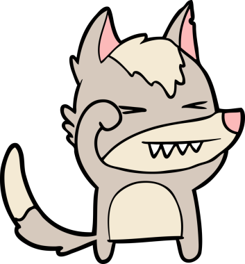 Bir insan tarafından çizilmiş yorgun kurt çizgi filmi.