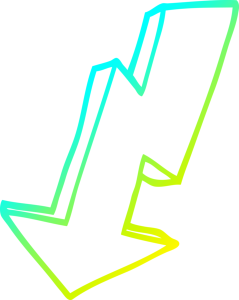 Bir insan tarafından çizilmiş bir çizgi film yıldırımının soğuk gradyan çizimi