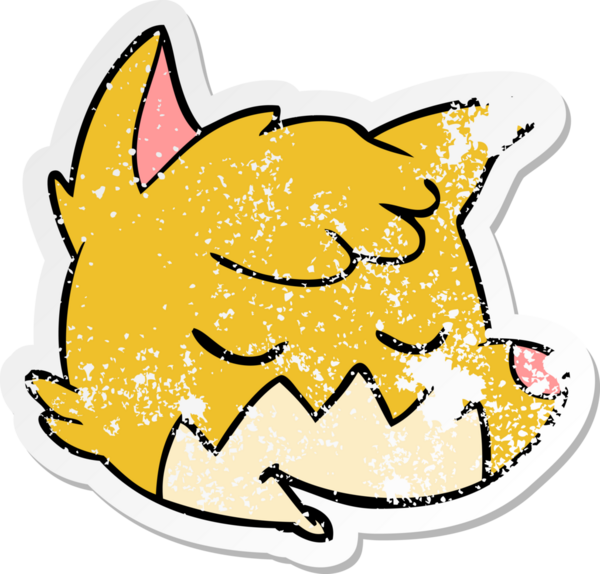 Bir insan tarafından çizilmiş tilki suratlı karikatür çıkartması.