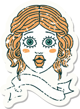 Bir insan tarafından çizilmiş bayanın bayrağını taşıyan eski bir etiket.