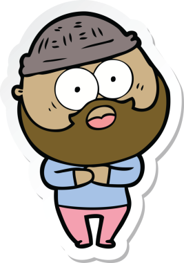 Bir insan tarafından çizilmiş sakallı bir adamın çıkartması.