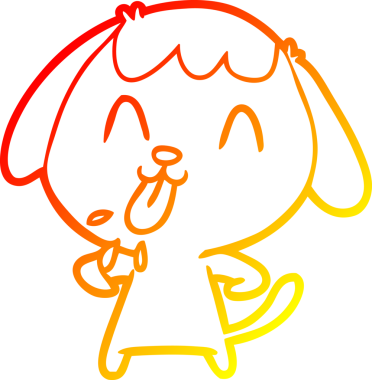 Bir insan tarafından çizilmiş sevimli bir köpeğin sıcak çizgi çizgisi.