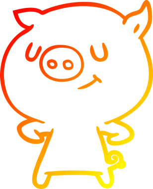 Bir insan tarafından çizilmiş mutlu çizgi film domuzu çizimi.