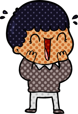 Bir insan tarafından çizilmiş gülen karikatür adam.