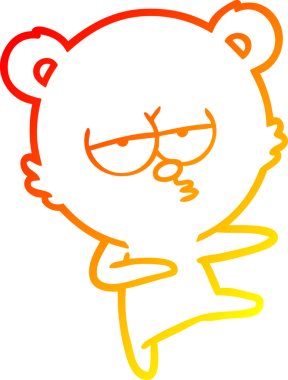 Bir insan tarafından çizilmiş, sıkılmış bir ayı çizgi filminin sıcak çizgi çizimi.