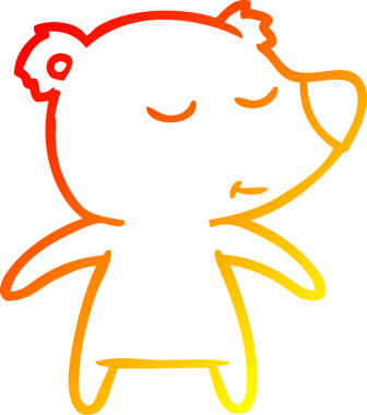 Bir insan tarafından çizilmiş mutlu çizgi film ayısının sıcak çizgi çizimi