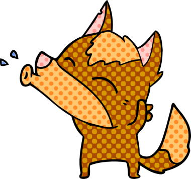 Bir insan tarafından çizilmiş tilki çizgi film karakteri