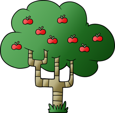 bir insan tarafından çizilmiş elma ağacı.